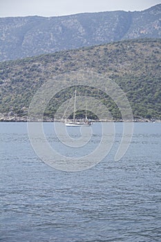 Beautiful view of the sea bay and pleasure yachts on a sunny summer day