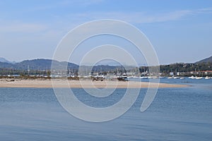 Beautiful view sea and beach Hendaye France Basque Country