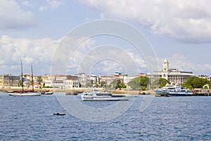 Beautiful view from the sea in front of Stone town