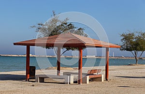 beautiful view of sea through hut