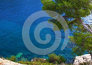 The beautiful view of the sea in the relaxing French town of Cassis