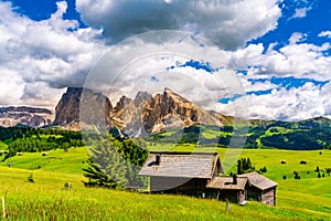 Beautiful view at Seiser Alm the green alpine plateau