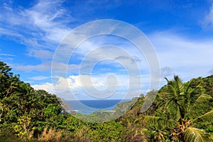 Beautiful view of Seychelles on a cloudy warm day. Concept of tourist islands