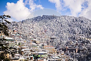 Beautiful View of Shimla City After a Snowfall