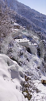 Beautiful View of Shimla City After a Snowfall