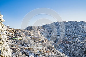 Beautiful View of Shimla City After a Snowfall