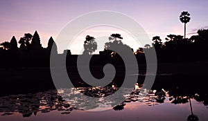 Beautiful view Silhouette Angkor Wat in Cambodia during sunrise