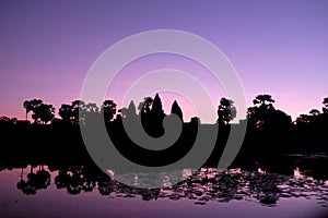 Beautiful view Silhouette Angkor Wat in Cambodia during sunrise