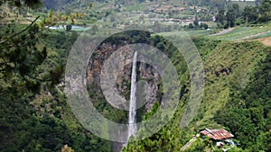 Beautiful view of Sipisopiso waterfall, North Sumatera, Indonesia