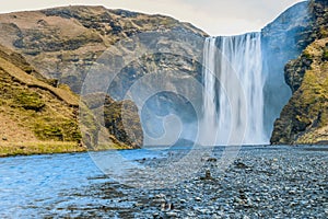 Beautiful view of Skogafoss in the winter season of Iceland