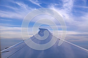 Beautiful view of the sky from an airplane from Doha, Qatar Airlines