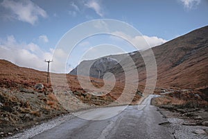 Beautiful view of Skyfall road on a sunny day in Glencoe photo