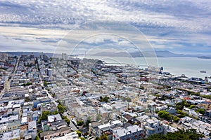 Beautiful view and Skyline of business center in downtown San Francisco, California in USA