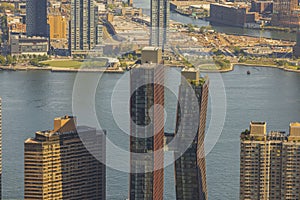 Beautiful view of skyscrapers on Hudson River and Manhattan landscape background. New York,