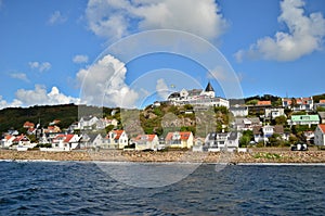 The beautiful view on small Swedish town from Molle pier