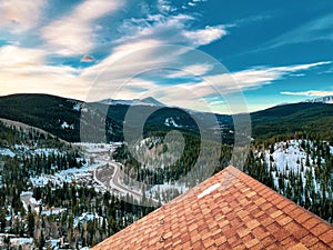 Beautiful view of snow-capped mountains in Breckenridge, Colorado.