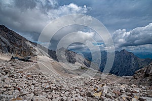 Beautiful view of snow mountain from Top of Germany Zugspitze