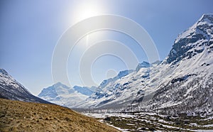 Beautiful view of the snowy mountains