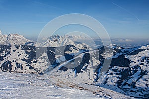Beautiful view of the snowy mountains, winter sport