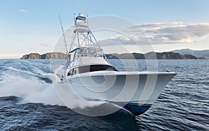 Beautiful view of a sport fishing boat on the Costa Rican waterside