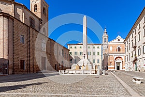 Beautiful view of square Piazza Federico II in Jesi town. Marche, Italy photo