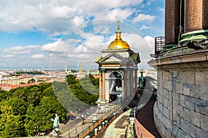 Beautiful view of St.Petersburg cityscape in a blue sky day, viewing from Saint Isaac's Cathedral observation deck