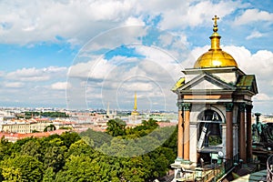 Beautiful view of St.Petersburg cityscape in a blue sky day, viewing from Saint Isaac's Cathedral observation deck