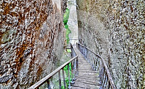 Beautiful view with stairs in the cave