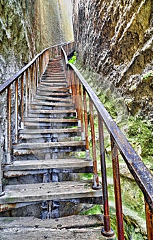 Beautiful view with stairs in the cave