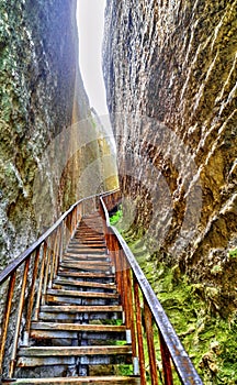 Beautiful view with stairs in the cave