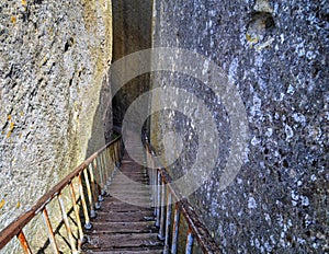 Beautiful view with stairs in the cave