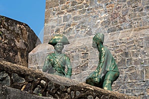 Beautiful view of statues ancient Dutch Galle Fort