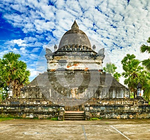 Beautiful view of stupa in Wat Visounnarath. Laos.