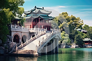 Beautiful view of the Summer Palace in Beijing Asia, Imperial Summer Palace in Beijing,China, AI Generated