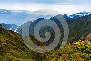 Beautiful view from the summit of the Fansipan Mountain, Sapa, V