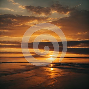 A beautiful view of the sun setting on a beach