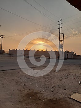 Beautiful view of sun setting in Dughaimia Saudi Arabia photo