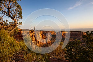 Beautiful view of the sunrise in the Colorado National monument in Mesa county, Colorado
