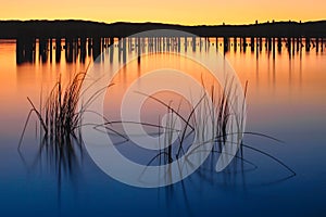 Beautiful view of sunset near Clear Lake in Northern California photo