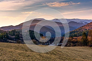 Beautiful view of sunset over Nizke Tatry mountains in Slovakia