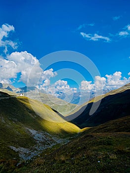 Beautiful view of the Swiss Alps on the Furkapass