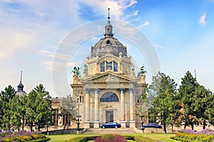 Beautiful view of the Szchenyi baths in Budapest, Hungary photo