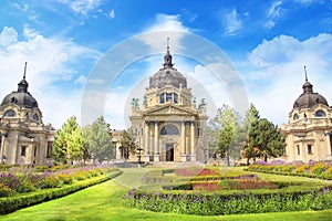 Beautiful view of the Szchenyi baths in Budapest, Hungary photo