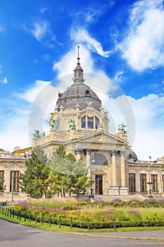 Beautiful view of the Szchenyi baths in Budapest, Hungary photo