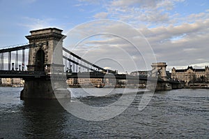 Beautiful view of Szechenyi Chain Bridge in Budapest, Hungary