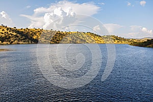 Beautiful view of Tablillas Reservoir in Ciudad Real, Spain photo