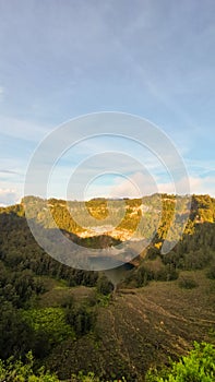 Beautiful view taken from the top of a mountain in Indonesia Bromo Tengger