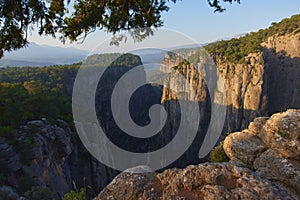 Beautiful view of Tazi Canyon. Epic landscape of sheer rocks and cliffs in turkish national park