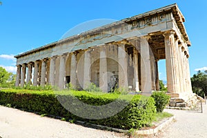 Beautiful view at the Temple of Hephaestus in Ancient Agora of A