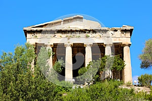 Beautiful view at the Temple of Hephaestus in Ancient Agora of A